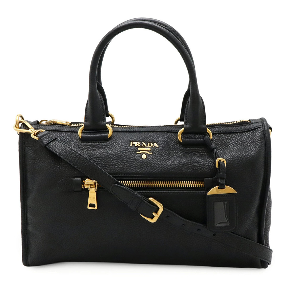 Prada Handbag Tote Bag Crossbody Leather NERO Black